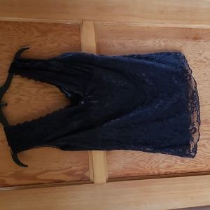 Black lace v-neck blouse
